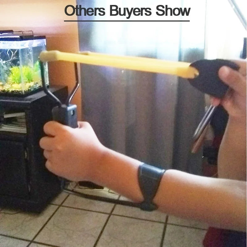Hunting Slingshot High Quality Stainless Steel Catapult with Flat Rubber Band Outdoor Shooting Game Sling Shot Bow Arrow Tools