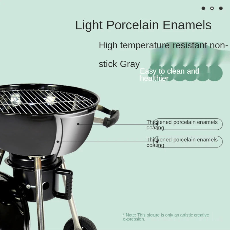 Household Outdoor BBQ Barbecue Stove Portable Barbecue Grill 18.5Inch Apple Stove Charcoal Grilled Barbecue Stove Push-Pull 2024