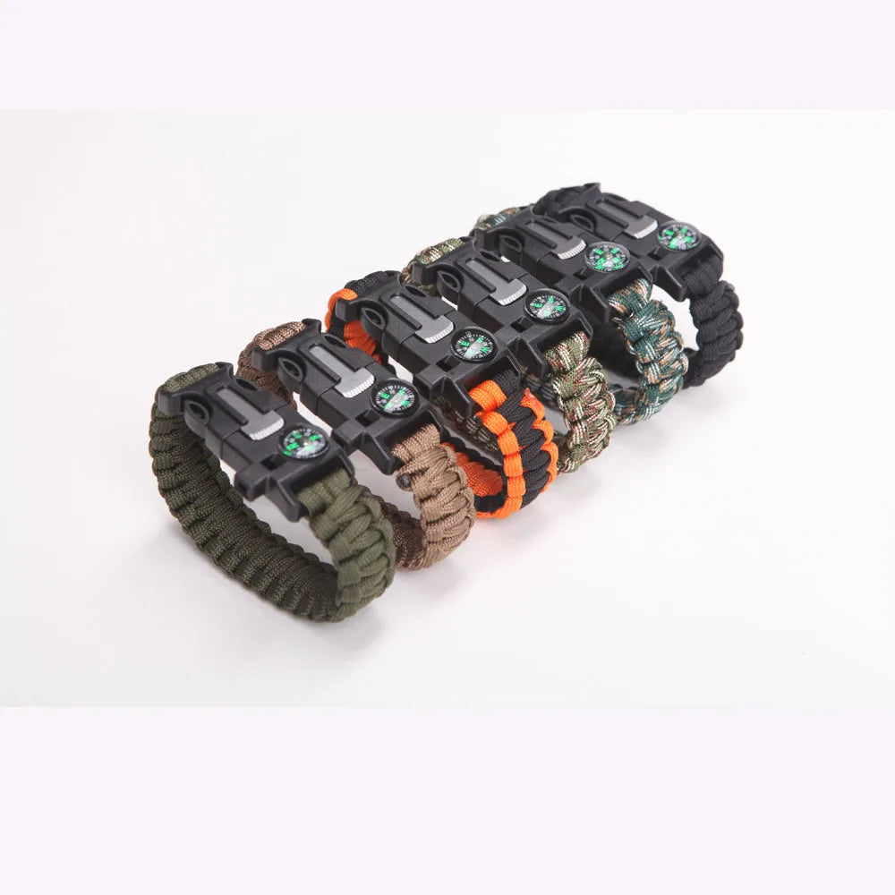 Military Emergency paracorde 4mm Survival Bracelet Parachute No Flint Outdoor Scraper Whistle Buckle for Jewelry Men & Women