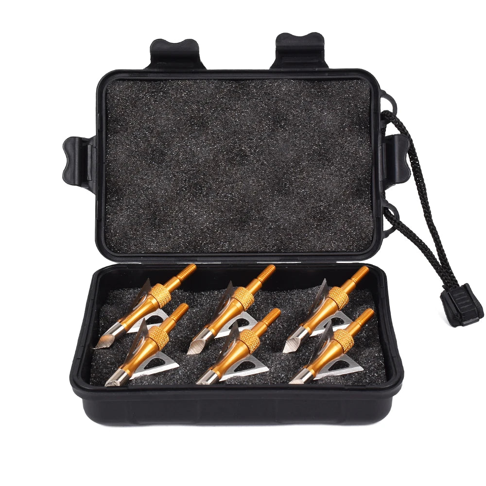 6X Arrow Broadhead 100 Grain Hunting Arrow Tip +1XBroadhead Spanner Crossbow +1X Housing for archery hunting
