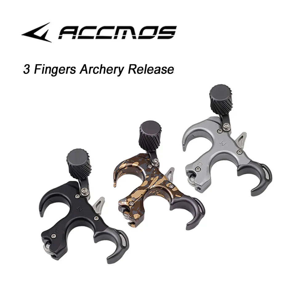 Archery 3 Finger Bow Release Aid Compound Bow Release Device Grip 7075 AluminumOutdoor Shooting Arrow Accessories