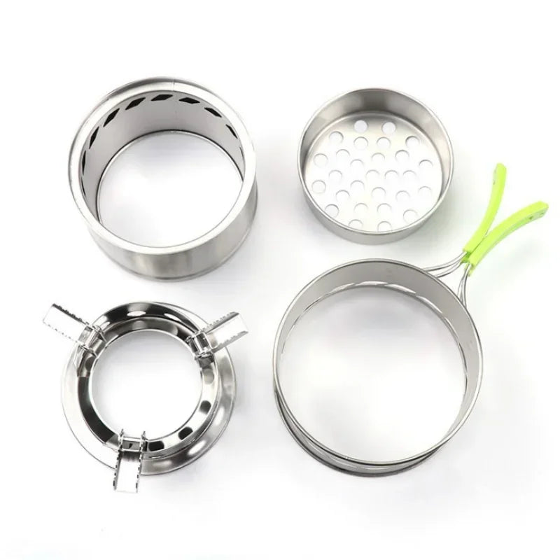 Camping Wood Stove Equipment Stainless Steel Portable Fire Heater Outdoor Tourist Burner Charcoal Grill Cooking  Stove