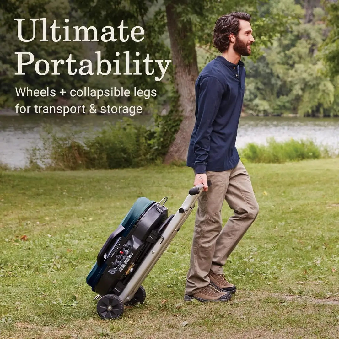RoadTrip 285 Portable Stand-Up Propane Grill, Gas Grill with 3 Adjustable Burners & Instastart Push-Button Ignition; Great