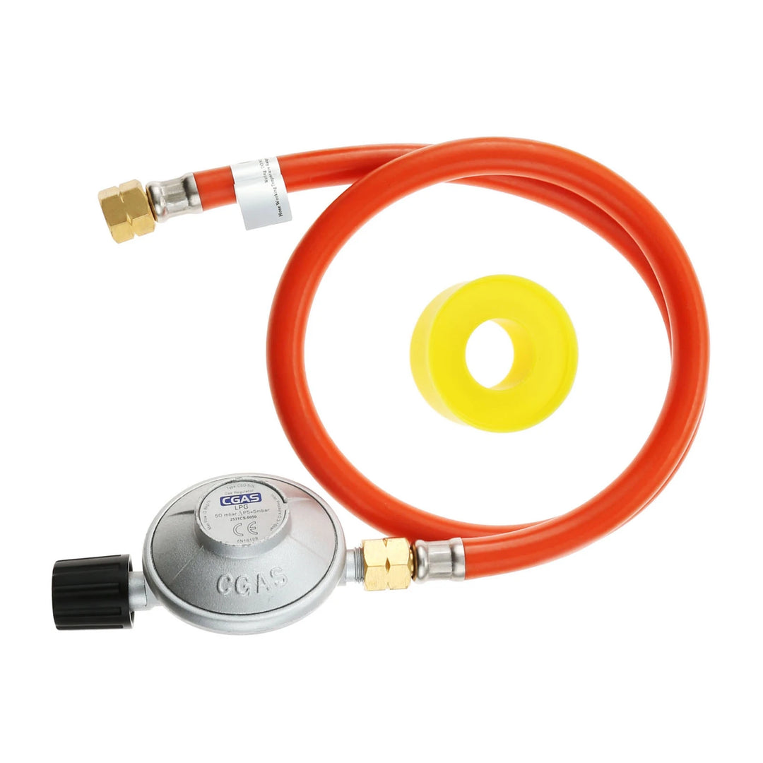 Camping Stove Grills 1LB Propane Bottle&Small Butane Cansiter Adjustable Regulator 50mbar with Hose 31.5" Long G1/4" Left Thread