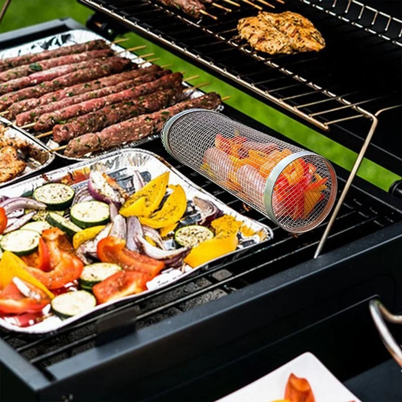 JFBL Hot 2PCS Stainless Barbecue Basket Cooking Grill Grate Outdoor BBQ Campfire Grid Family Travel Camping Picnic Cookware