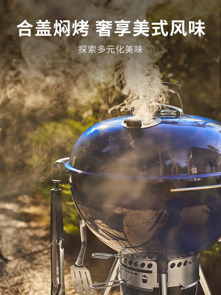 Barbecue Stove Household Blue Smoked Shelf American round Apple Stove Outdoor Courtyard