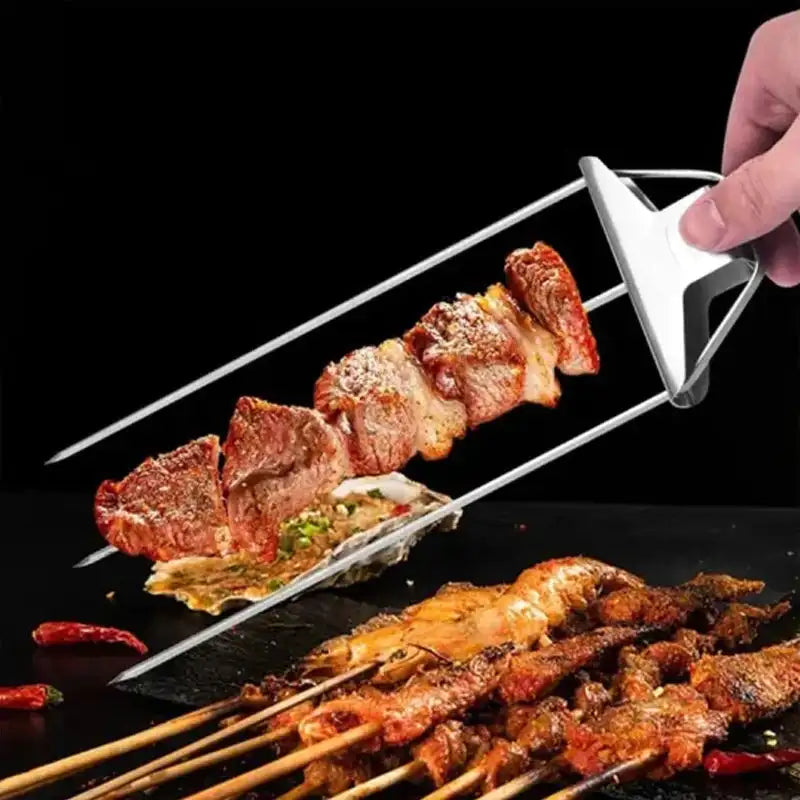 Stainless Steel Barbecue Skewer 3 Way Grill Skewers Skewers Barbecue Reusable Grill BBQ Utensil Outdoor Camping Picnic  Accessor