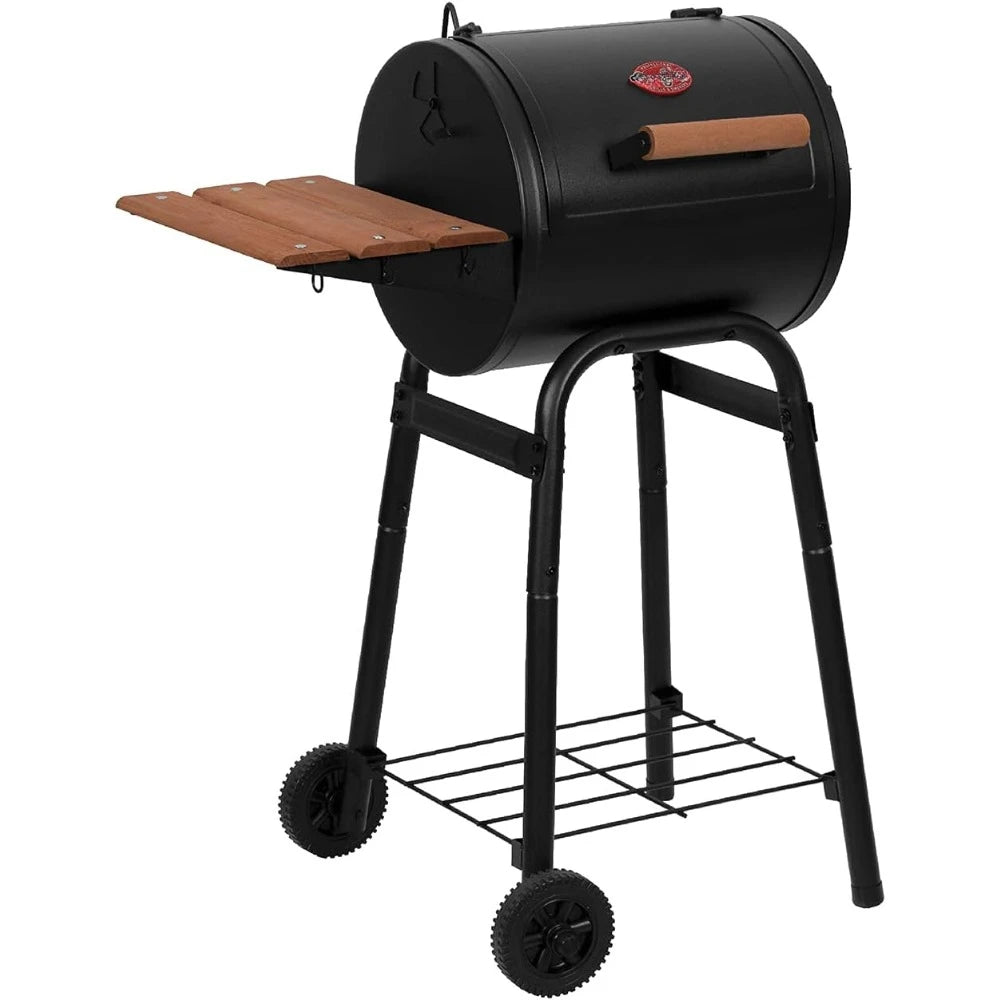 BBQ Grill Premium Wood Shelf and Damper Control Barbecue Charcoal Grill and Smoker With Cast Iron Grates Stand Bar Free Shipping