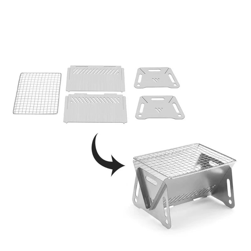 Burning Camp Stove BBQ Cooker/Portable Folding Backpacking Stove with Grill-Grid Stove for Outdoor