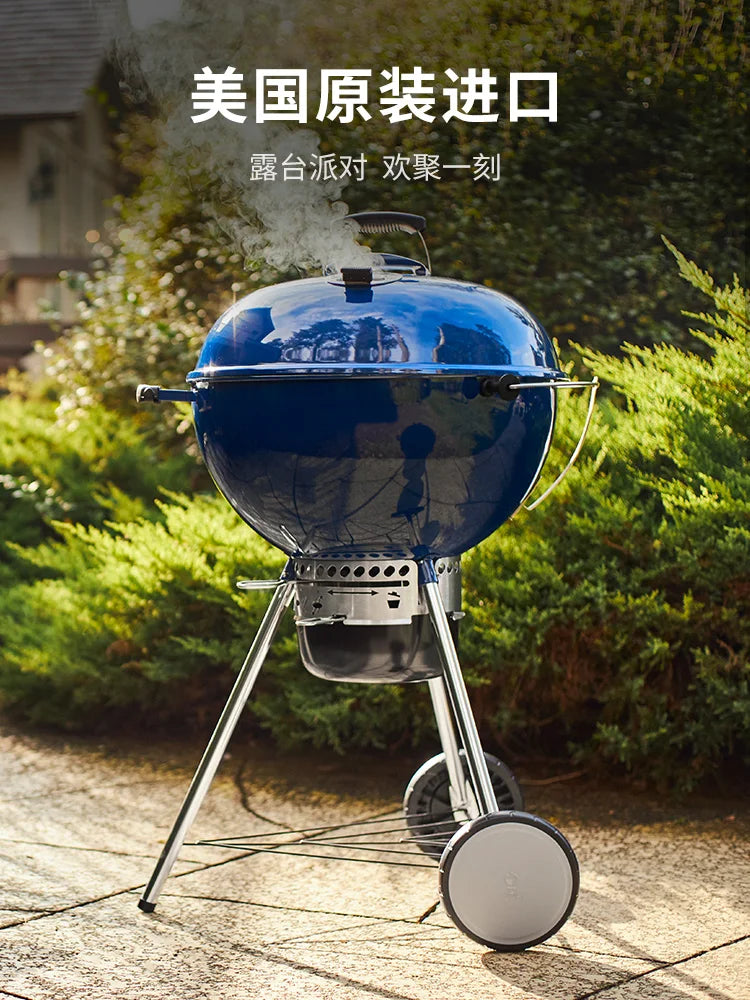 Barbecue Stove Household Blue Smoked Shelf American round Apple Stove Outdoor Courtyard