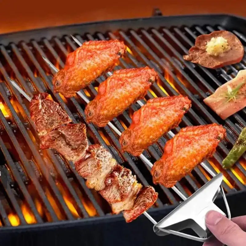 Stainless Steel Barbecue Skewer 3 Way Grill Skewers Skewers Barbecue Reusable Grill BBQ Utensil Outdoor Camping Picnic  Accessor