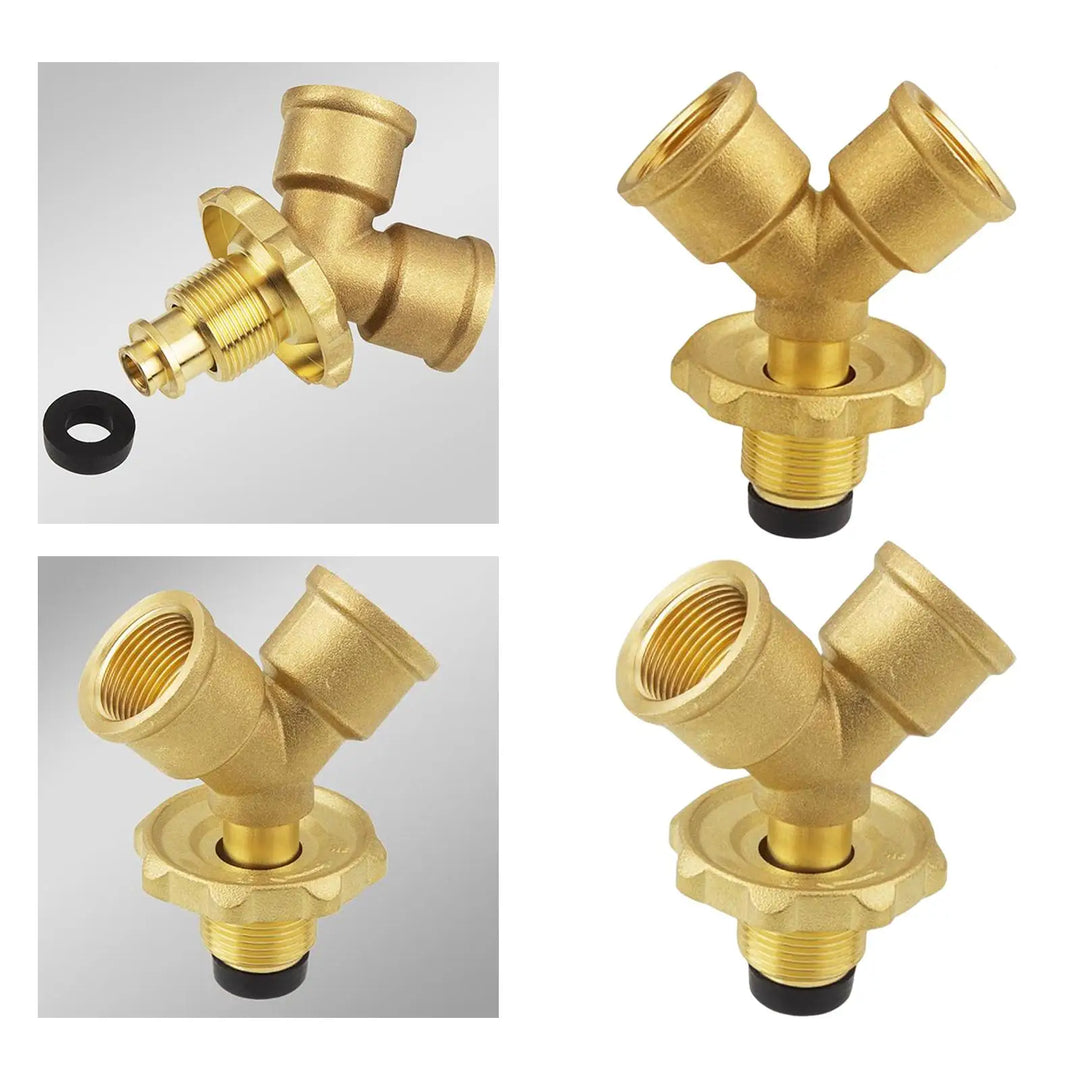 Propane Y Splitter Tee Adapter 1 in 2 Outlet Quick Connect Gas Tank Tee Adapter for Bbq Grills Camper Propane Appliances