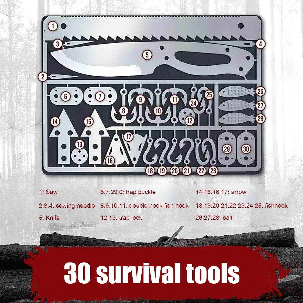 Outdoor EDC Survival Fishing Hook Card Stainless Steel Camping Hiking Tool Cards Multifunction Tool Card EDC Camping Survival
