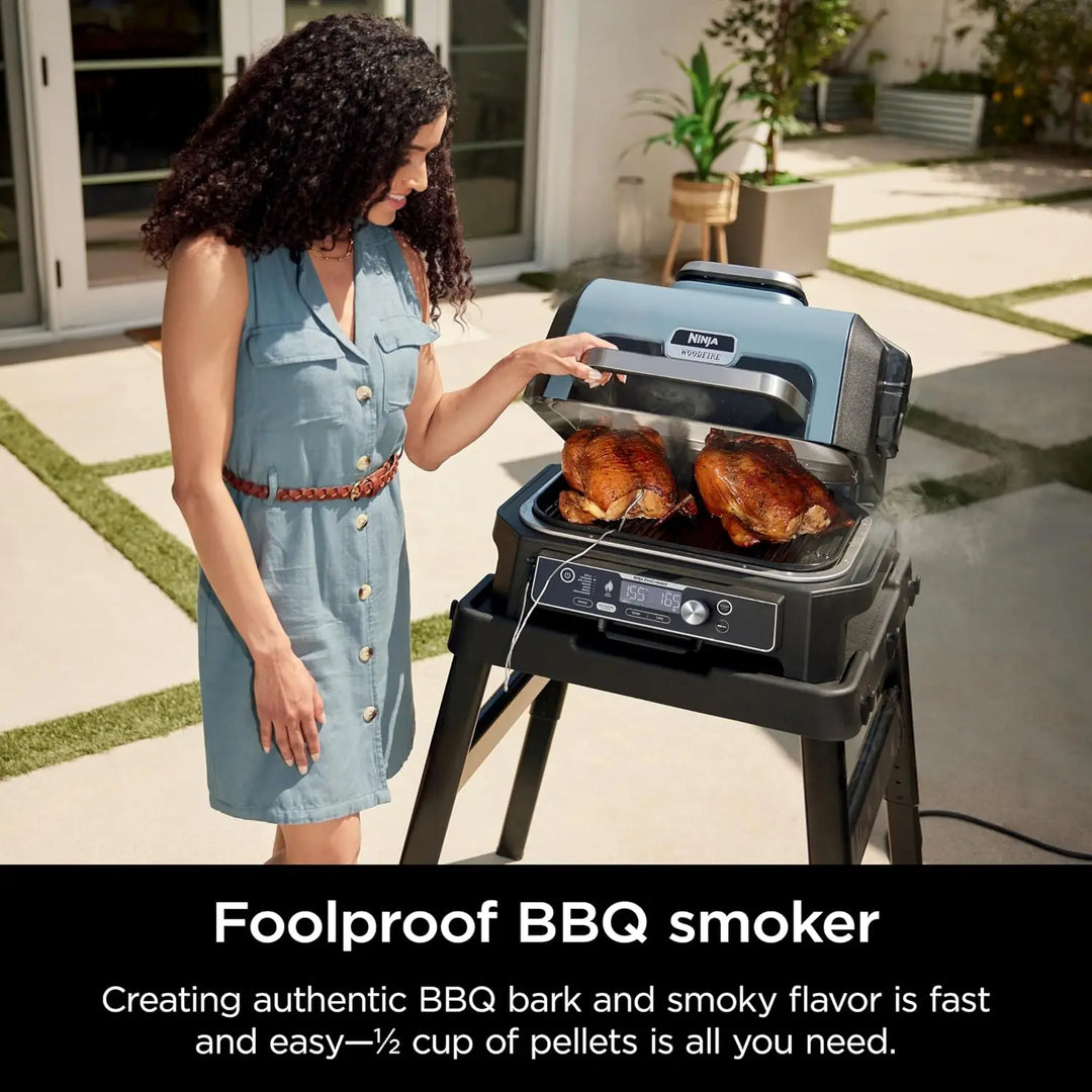 Ninja OG951 Woodfire Pro Connect Premium XL Outdoor Grill & Smoker, Bluetooth, App Enabled, 7-in-1 Master Grill, BBQ Smoker, Out