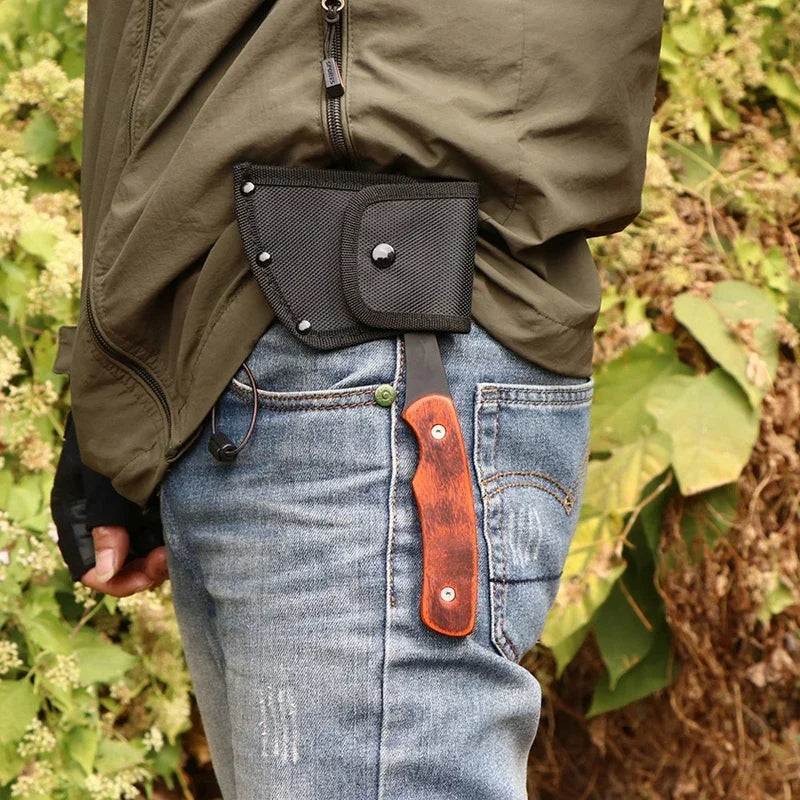 New multifunctional axe with wooden handle for chopping firewood, multi-purpose hand axe for outdoor camping and survival