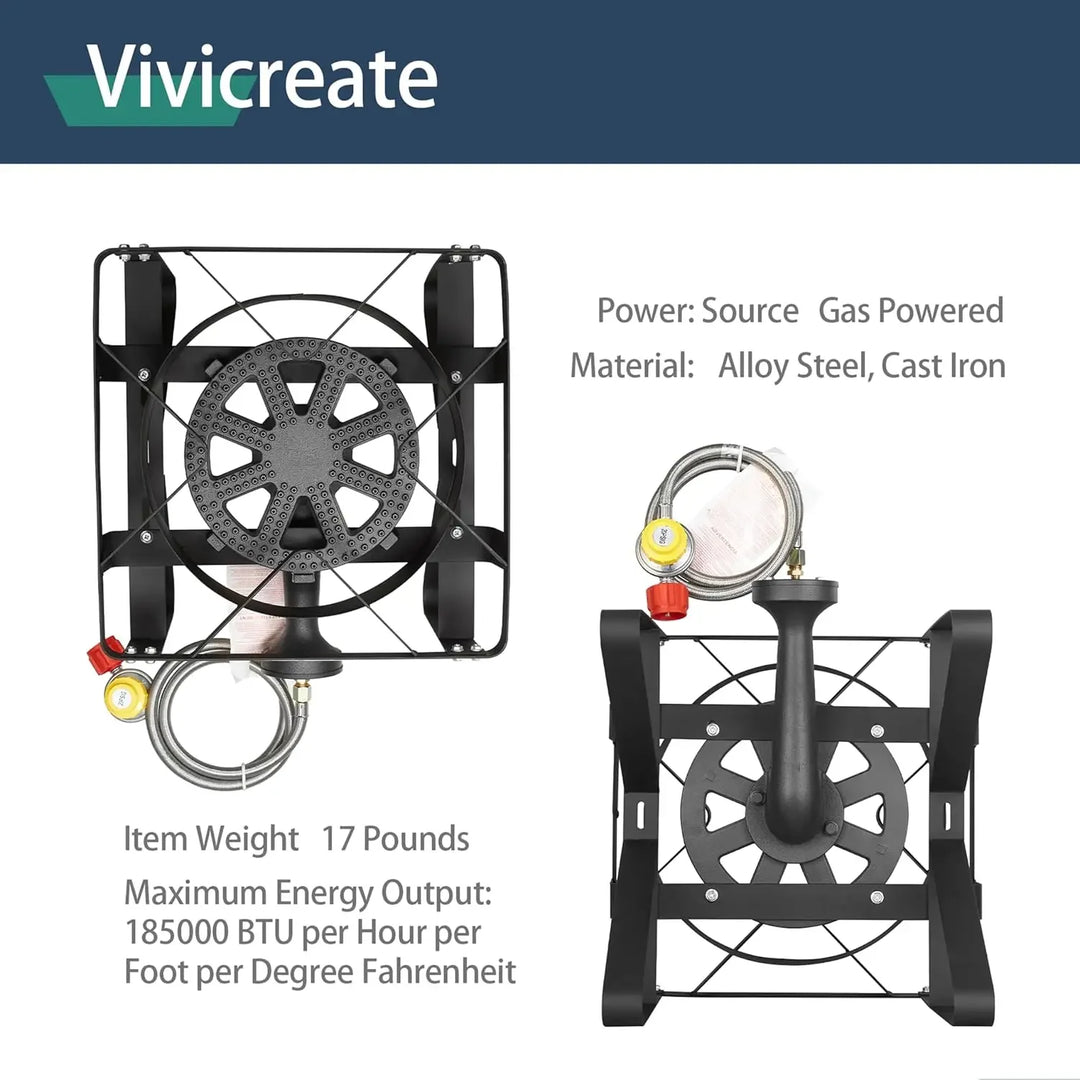 Propane Gas Stove 185000 BTU High Pressure Outdoor Camping Stove with Regulator Cast Iron Burner