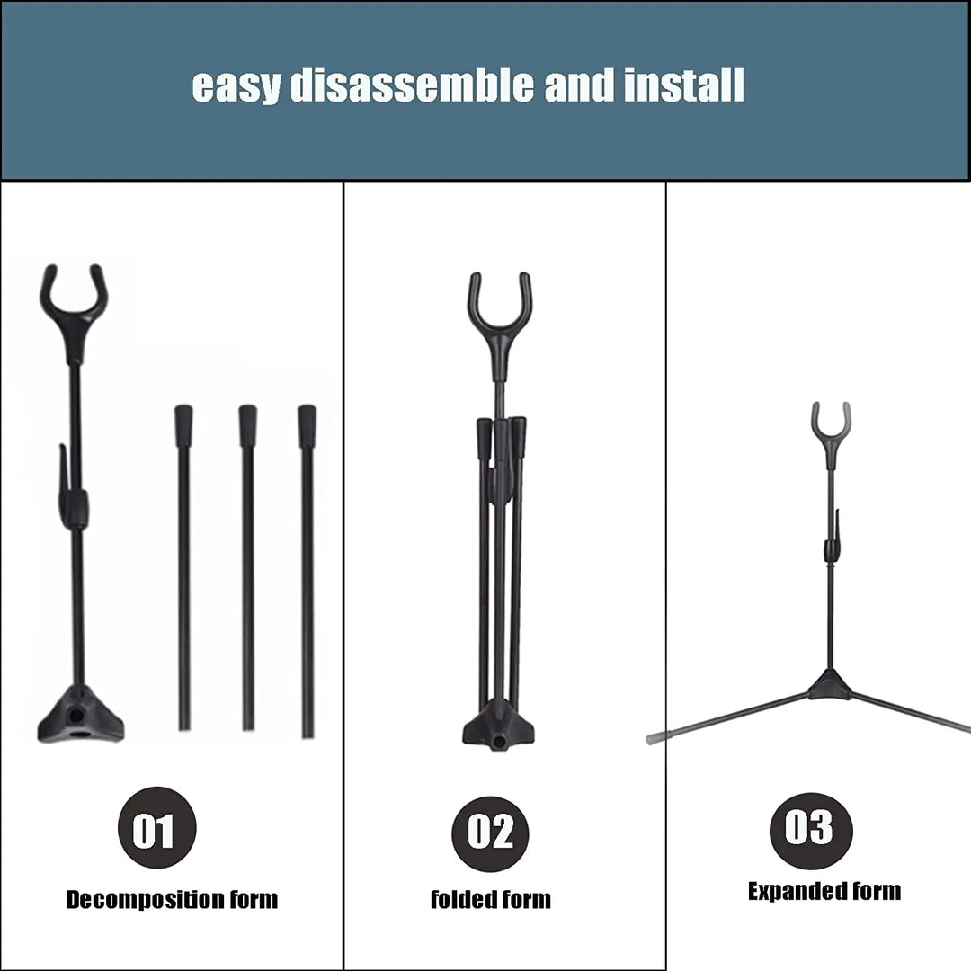 Archery Bow Stands - Portable Carbon Fiber Folding Recurve Compound Bow Support Stands Detachable Universal Archery Bow Holder R