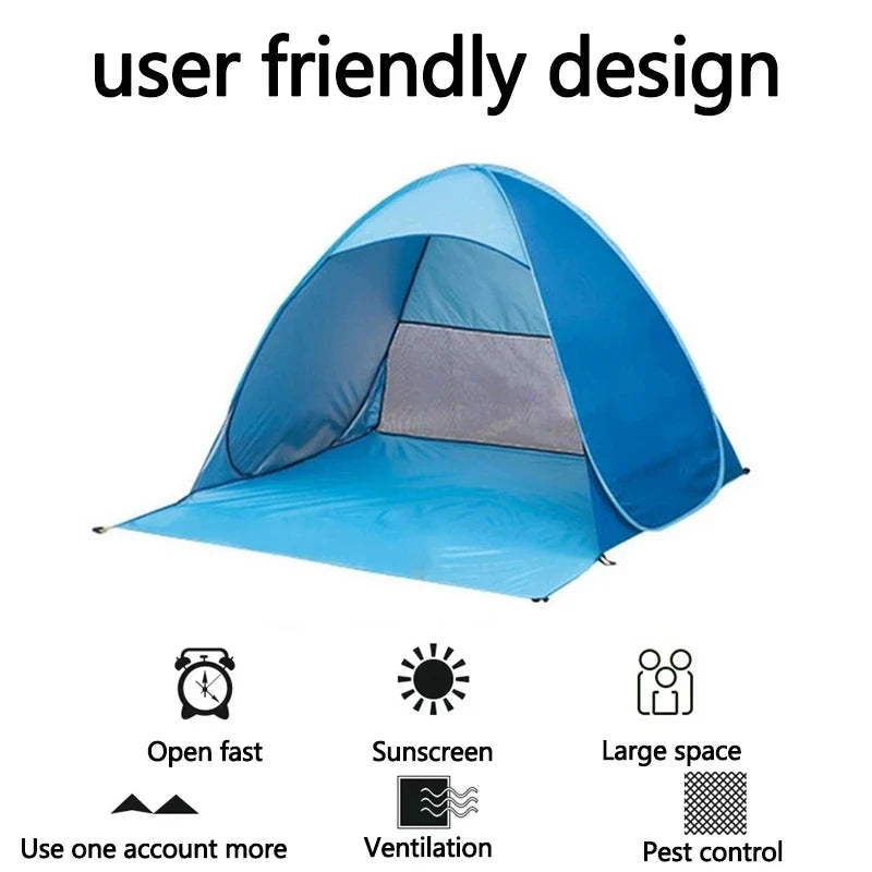 Automatic Instant Pop Up Tent Potable Beach Tent Lightweight Outdoor UV Protection Camping Fishing Tent Sun Shelter