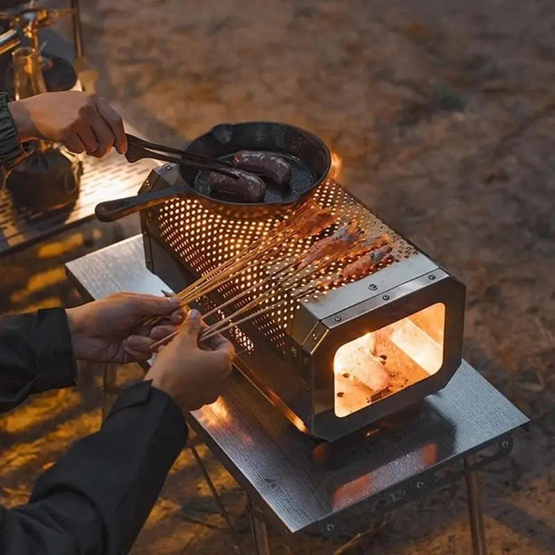 Wood Burning Stove Barbecue Wood Burning Baking Stoves Camp Kitchen Equipment Efficient Heating Stove For Camping Outdoor