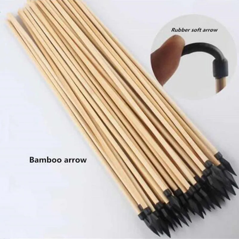 6pcs natural wood arrow diameter 7mm length 42cm with rubber soft arrow bow archery wooden bow dedicated arrow