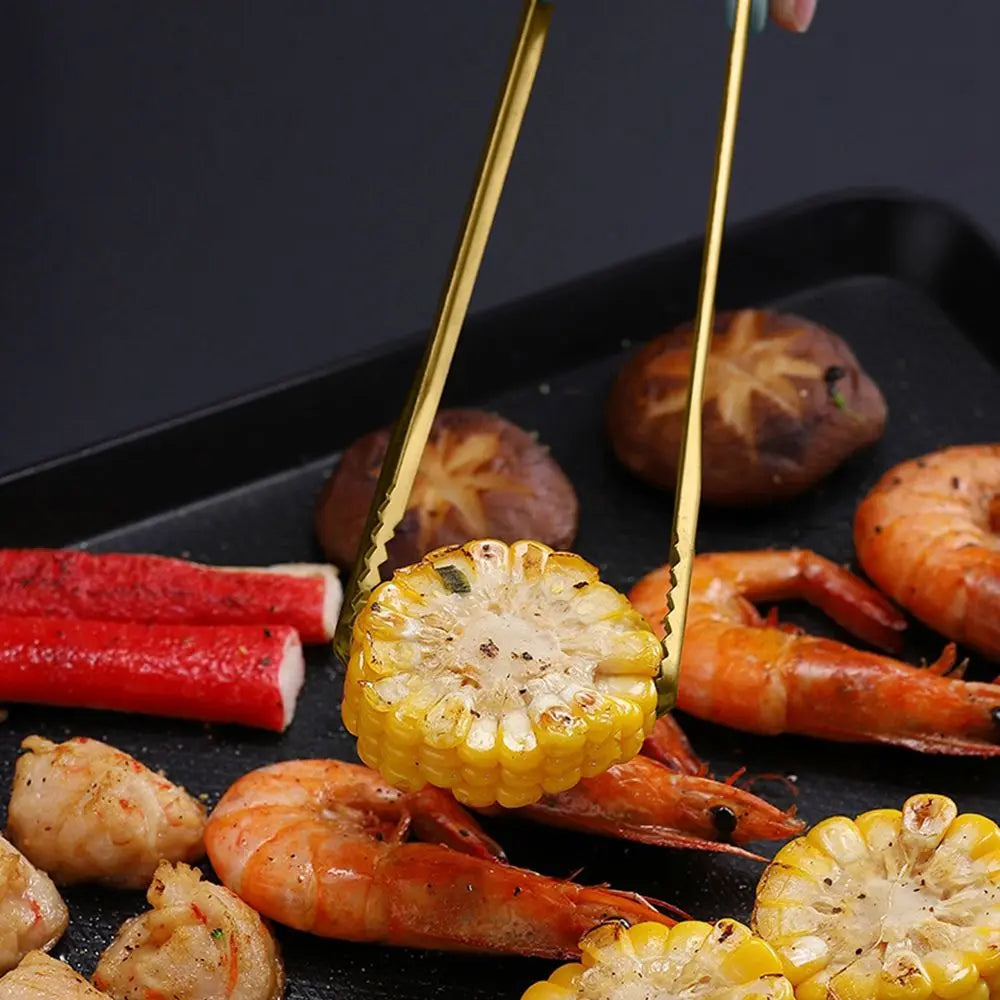 Non-Slip Gold Steak Clamps Cooking Utensils Serving Tongs Bread Clips BBQ Tools Food Tongs Grill Tongs Kitchen Accessories