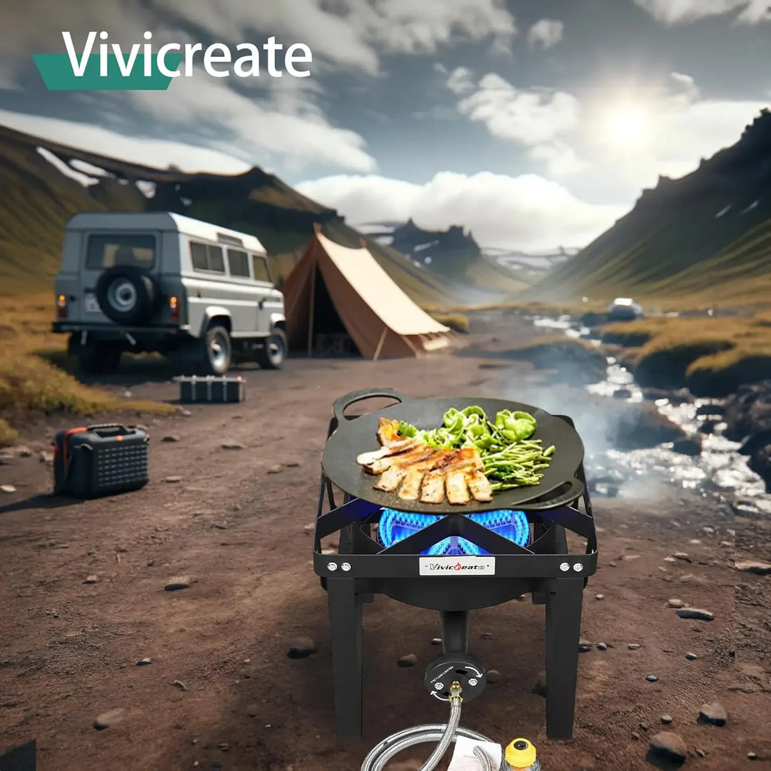Propane Gas Stove 185000 BTU High Pressure Outdoor Camping Stove with Regulator Cast Iron Burner