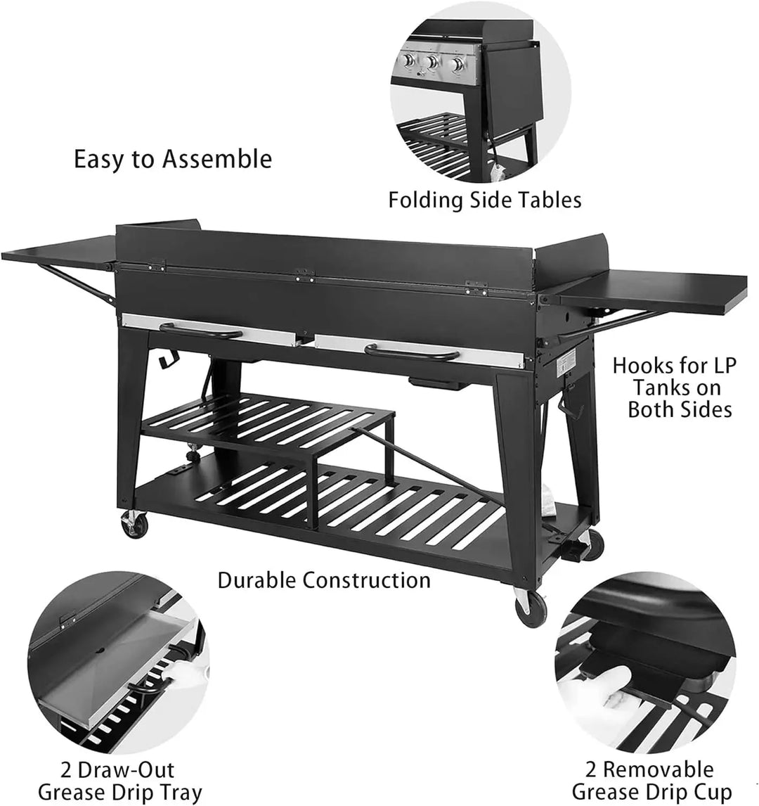 8-Burner Gas Grill, 104,000 BTU Liquid Propane Grill, Independently Controlled Dual Systems, Outdoor Party or Back