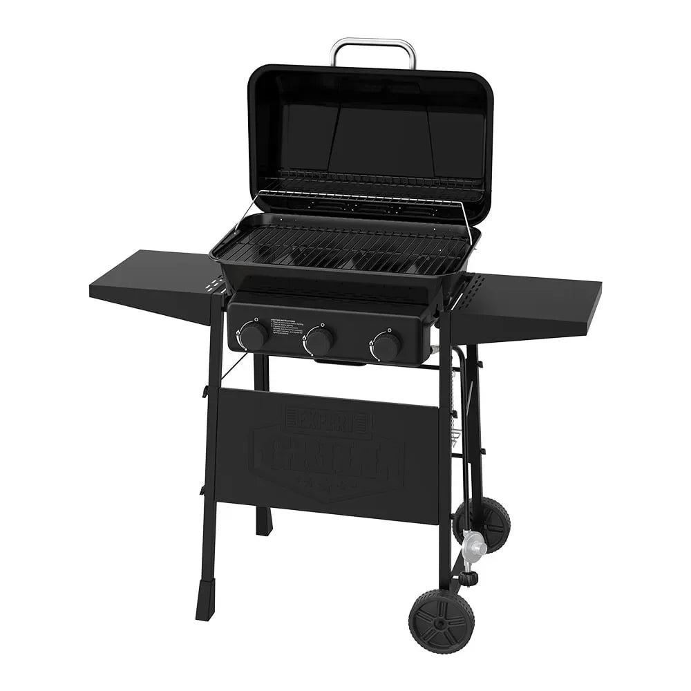 3 Burner Propane Gas Grill 27 450 Square Meters Black Outdoor Grill 47.04 X 22.36 X 41.53 Inches