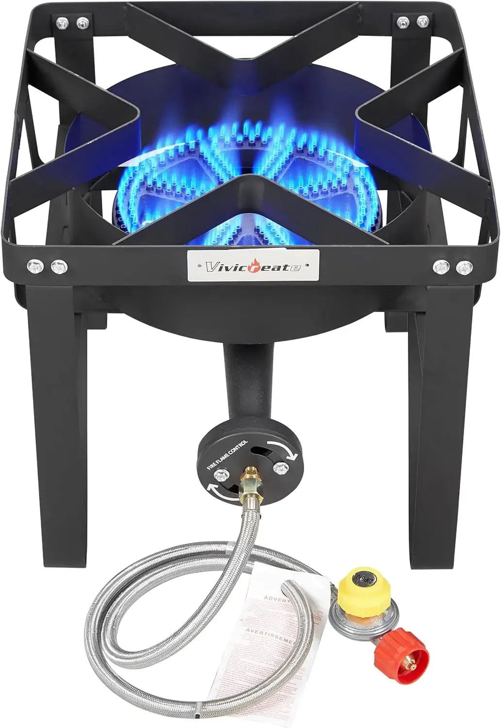 Propane Gas Stove 185000 BTU High Pressure Outdoor Camping Stove with Regulator Cast Iron Burner