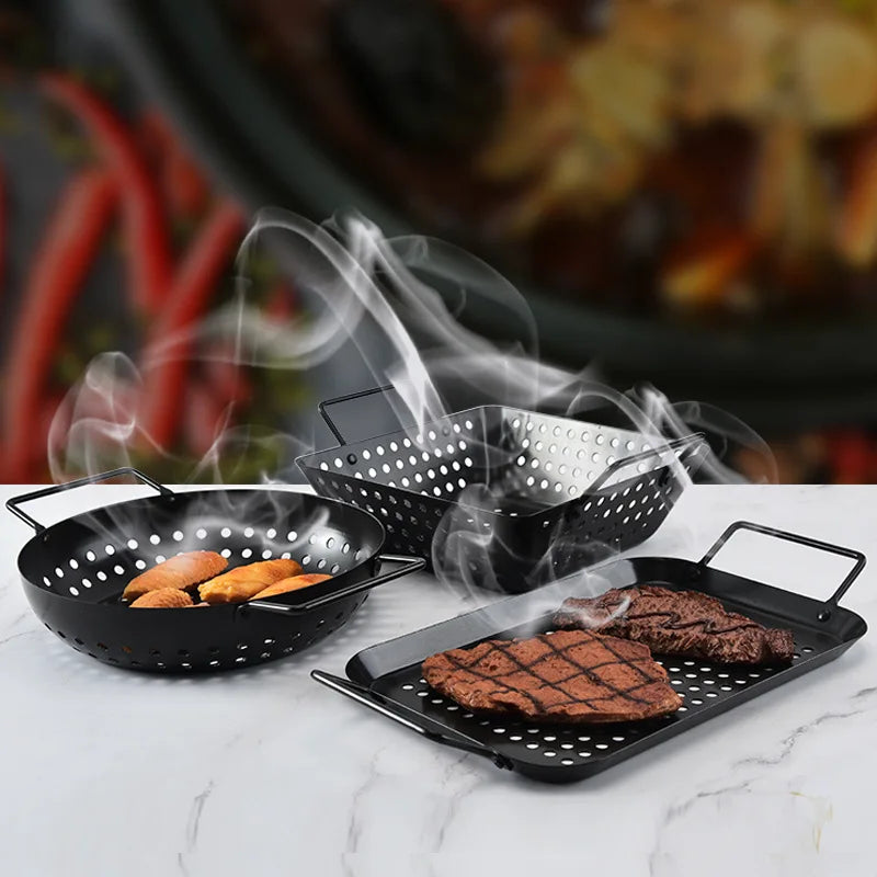Portable Non-Stick Stainless Steel Barbecue Grill Charcoal Grill Plates Trays Home Park Picnic Outdoor Camping Stove Equipment