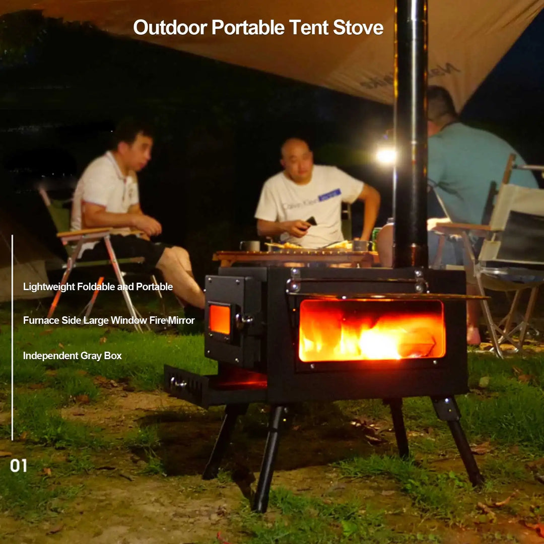 Tent Stove Camping Wood Stove Folding Stoves Fire Wood Heater For Winter Portable Barbecue Stove Grill For Camping Accessories