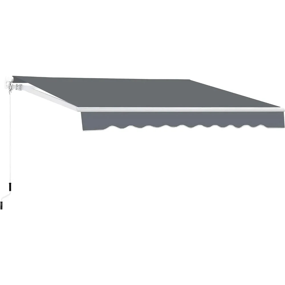 12'x10' Retractable Awning Shade Sun Cover, Outdoor Shelter for Deck with Manual Crank, 120in Projection, Awnings