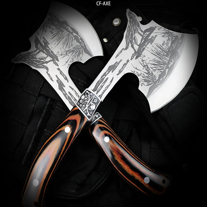 Outdoor camping axe, colored wood axe, mountain axe, stainless steel high hardness axe, fire axe, vehicle mounted axe