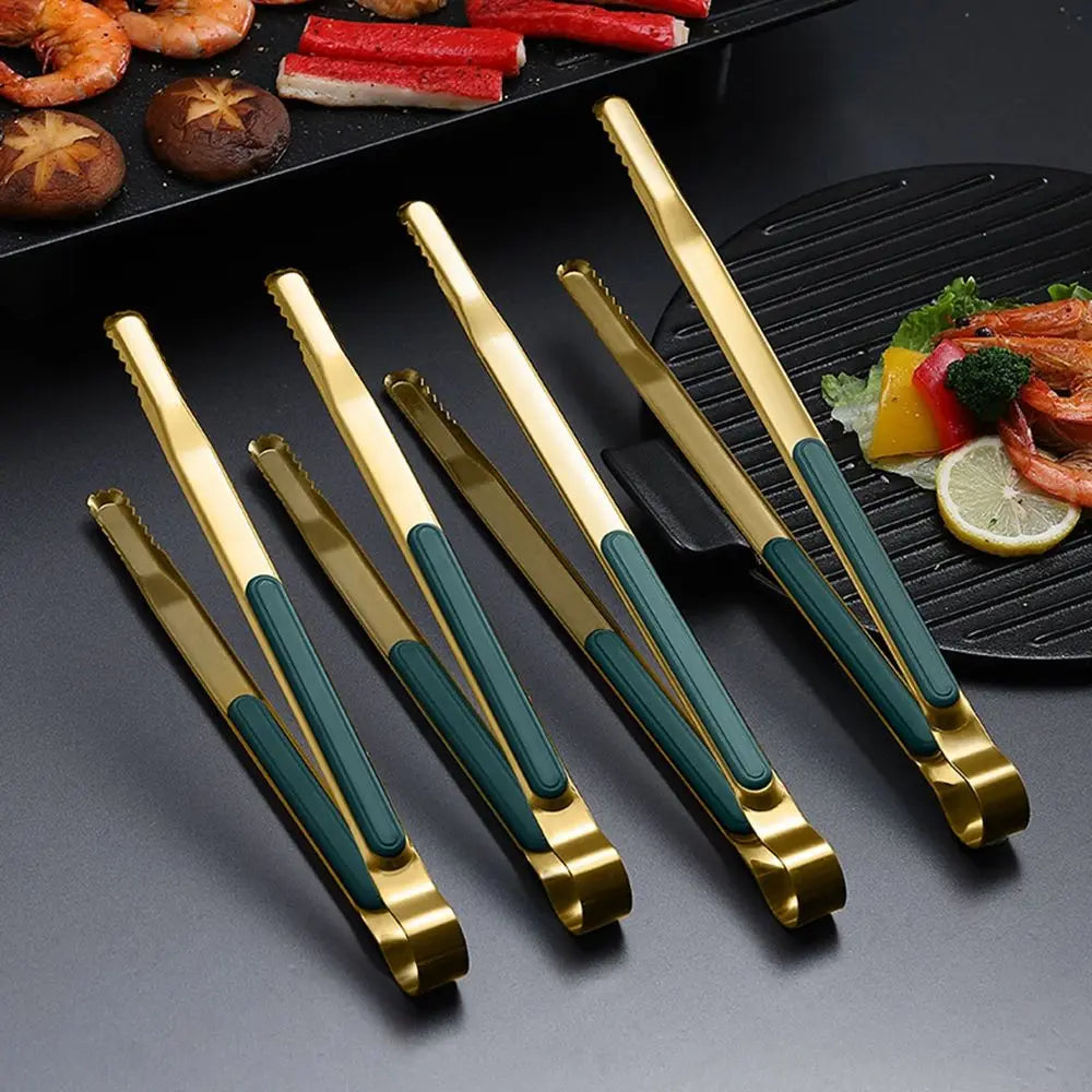 Non-Slip Gold Steak Clamps Cooking Utensils Serving Tongs Bread Clips BBQ Tools Food Tongs Grill Tongs Kitchen Accessories