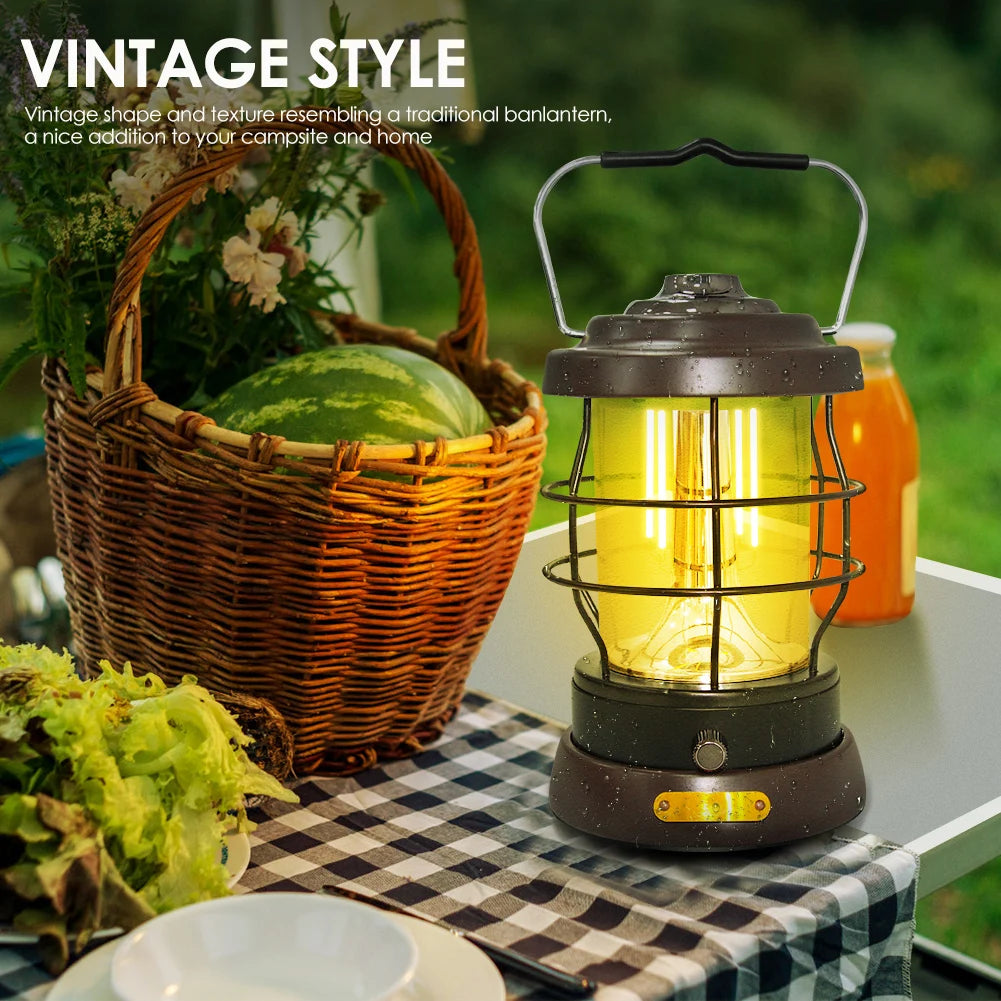 UniqueFire Retro Portable Camping Lantern USB Rechargeable Light Hanging  Outdoor Lantern Household 2 Modes Dimmable Lamp