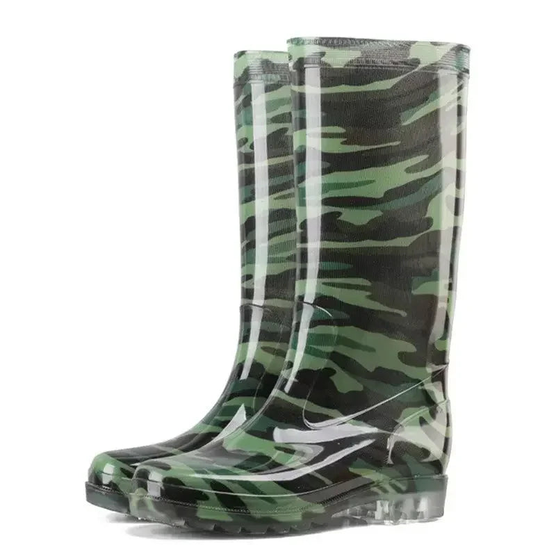 Camo Rubber Boots Men Anti Slip High Water Shoes Kitchen Waterproof Rubber Shoes Work Rain Boots for Fishing 2024