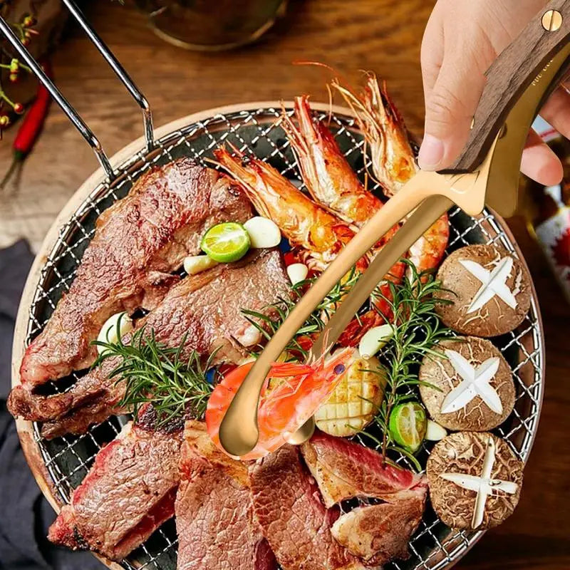 Grill Tongs Meat Cooking Utensils For BBQ Baking Silver Kitchen Accessories Camping Supplies Item Barbecue Clip