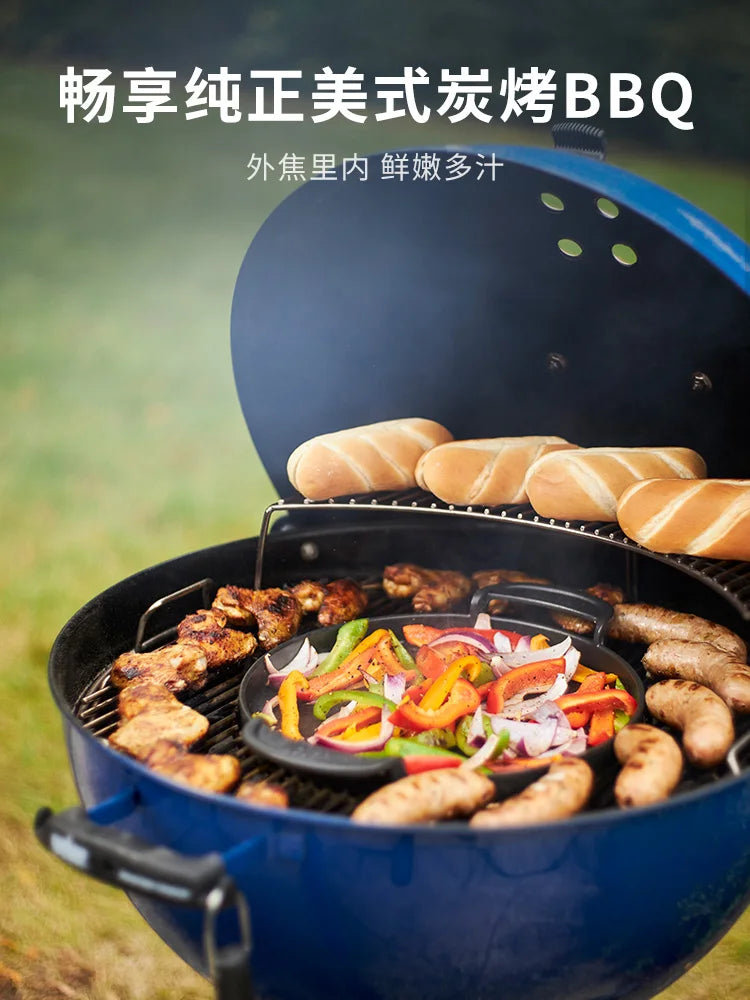 Barbecue Stove Household Blue Smoked Shelf American round Apple Stove Outdoor Courtyard
