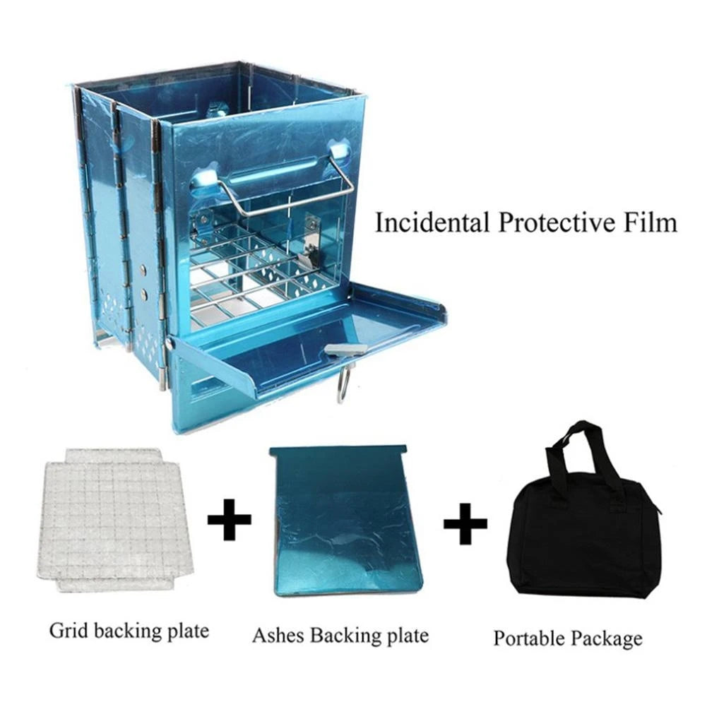 New Stainless Steel Square Wood Stove Grill Foldable Outdoor Travel Mini Charcoal Stove Portable Mini Camping BBQ Picnic Stove