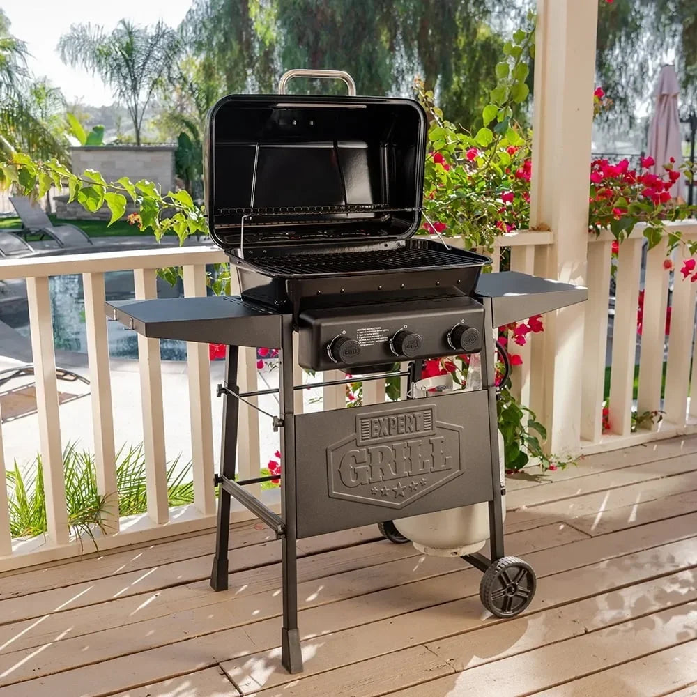 3 Burner Propane Gas Grill 27 450 Square Meters Black Outdoor Grill 47.04 X 22.36 X 41.53 Inches