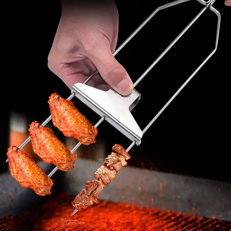 Stainless Steel Barbecue Skewer 3 Way Grill Skewers Skewers Barbecue Reusable Grill BBQ Utensil Outdoor Camping Picnic  Accessor