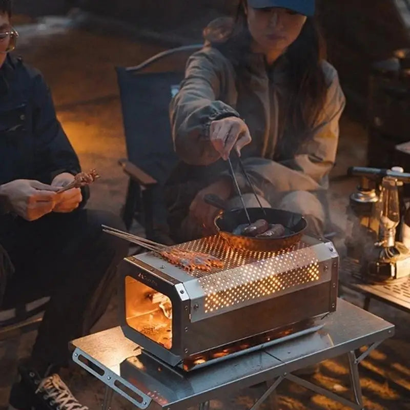 Wood Burning Stove Barbecue Wood Burning Baking Stoves Camp Kitchen Equipment Efficient Heating Stove For Camping Outdoor