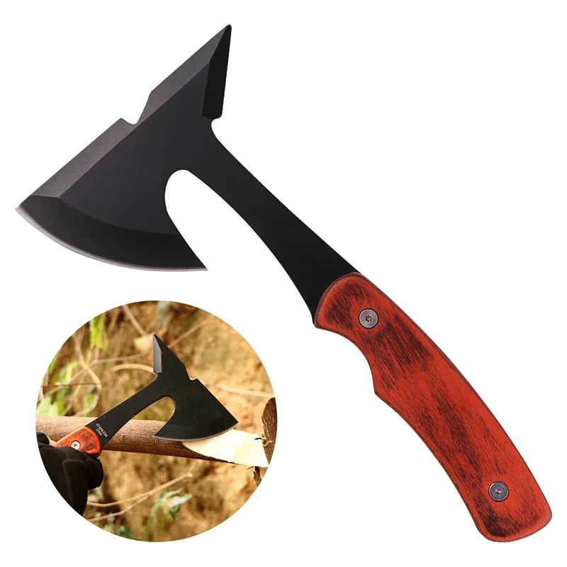 New multifunctional axe with wooden handle for chopping firewood, multi-purpose hand axe for outdoor camping and survival