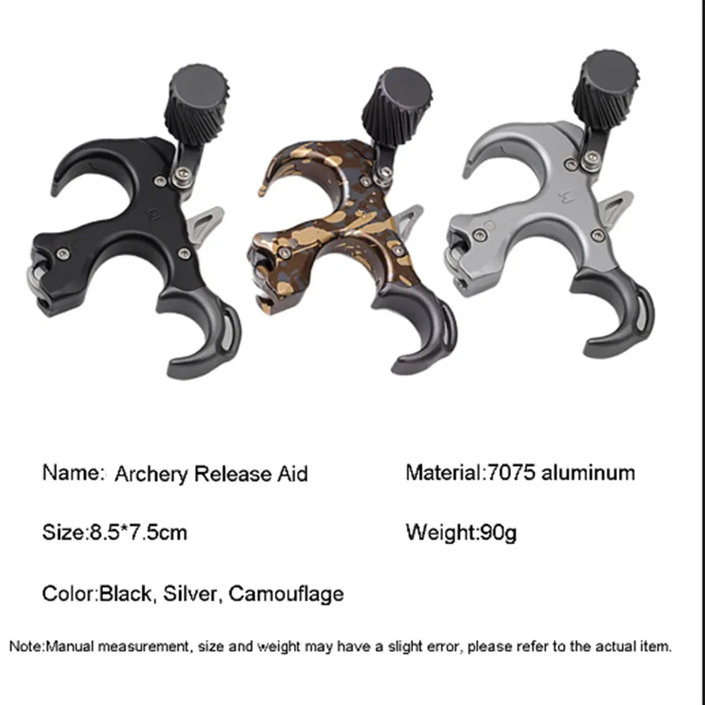 Archery 3 Finger Bow Release Aid Compound Bow Release Device Grip 7075 AluminumOutdoor Shooting Arrow Accessories
