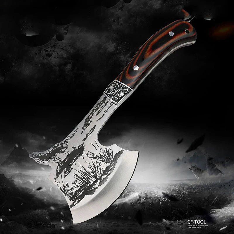 Outdoor camping axe, colored wood axe, mountain axe, stainless steel high hardness axe, fire axe, vehicle mounted axe