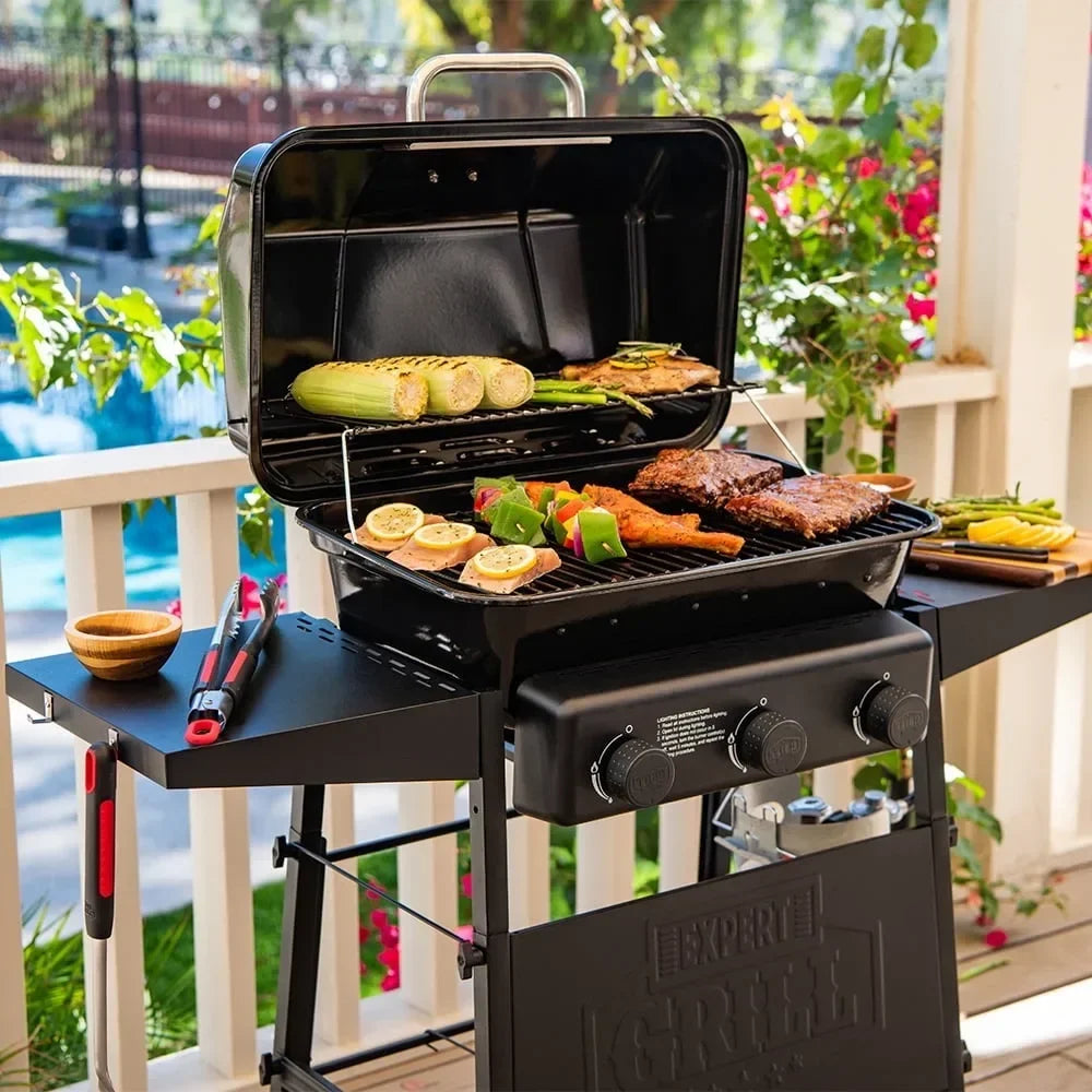 3 Burner Propane Gas Grill 27 450 Square Meters Black Outdoor Grill 47.04 X 22.36 X 41.53 Inches