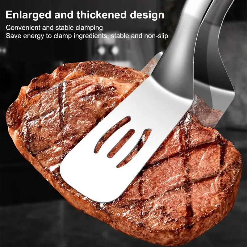 Grilling Tongs Stainless Steel Hollowed-out Tongs With Locking Cooking Utensils For Bread Dessert Salad Steak Fried Fish Grilled