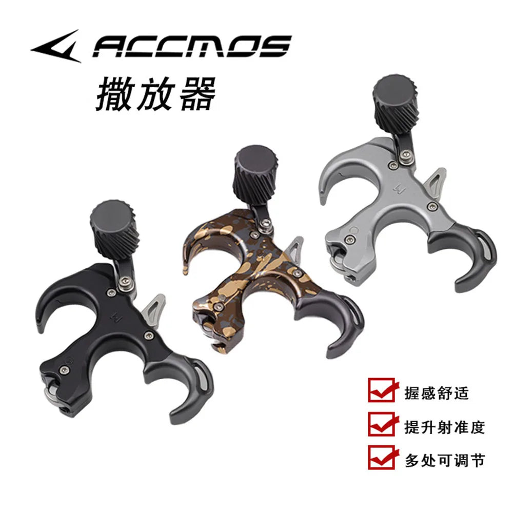 Archery 3 Finger Bow Release Aid Compound Bow Release Device Grip 7075 AluminumOutdoor Shooting Arrow Accessories