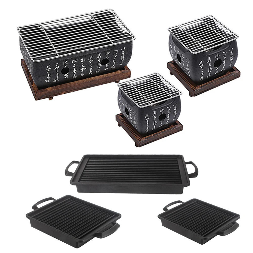 Portable BBQ Grill Korean Japanese Carbon Furnace Barbecue Stove Charcoal Cooking Oven Tool Indoor Outdoor Reusable Grill Box