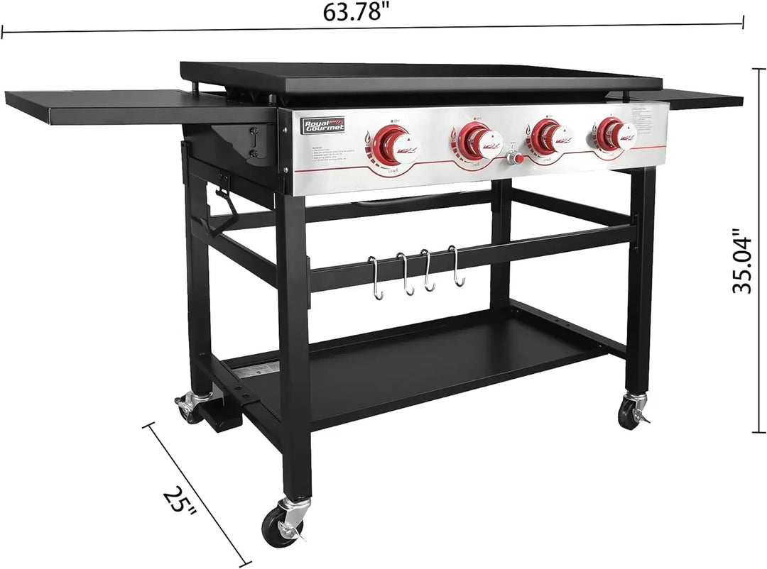 GB4000 36-inch 4-Burner Flat Top Propane Gas Grill Griddle for BBQ, Camping, Red